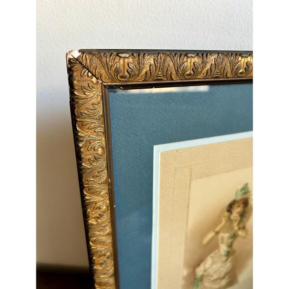 Antique Victorian Print of Woman in White Dress | 19th Century Artwork - Picture 5 of 7